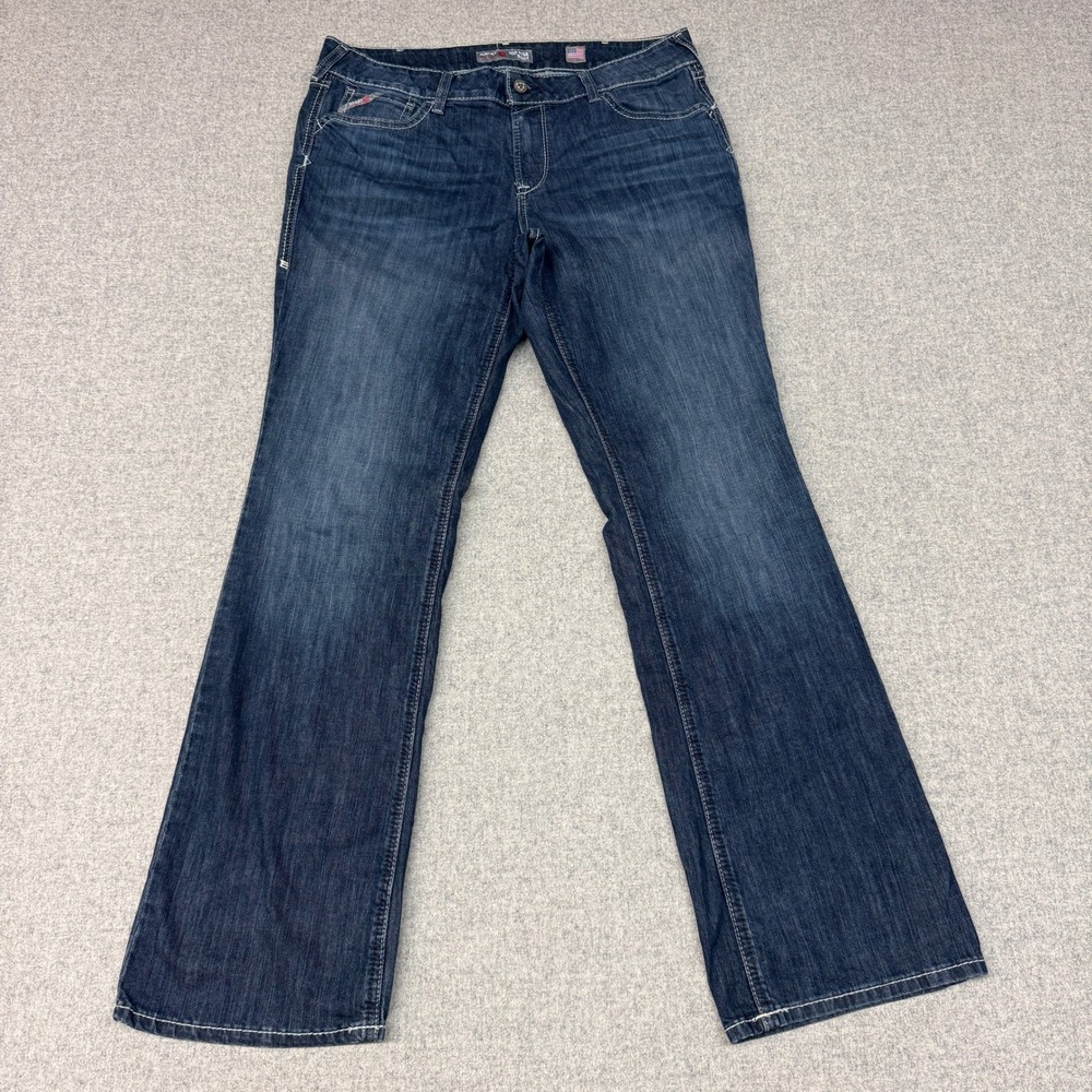 Ariat FR Mid Rise Boot Cut Jeans 33L Blue Flame Resistant Work Denim 105037